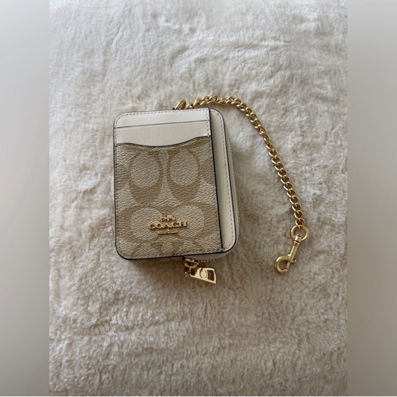 Coach Handbags - Coach Signature Beige and White Wallet with Gold Chain Bundle & SAVE